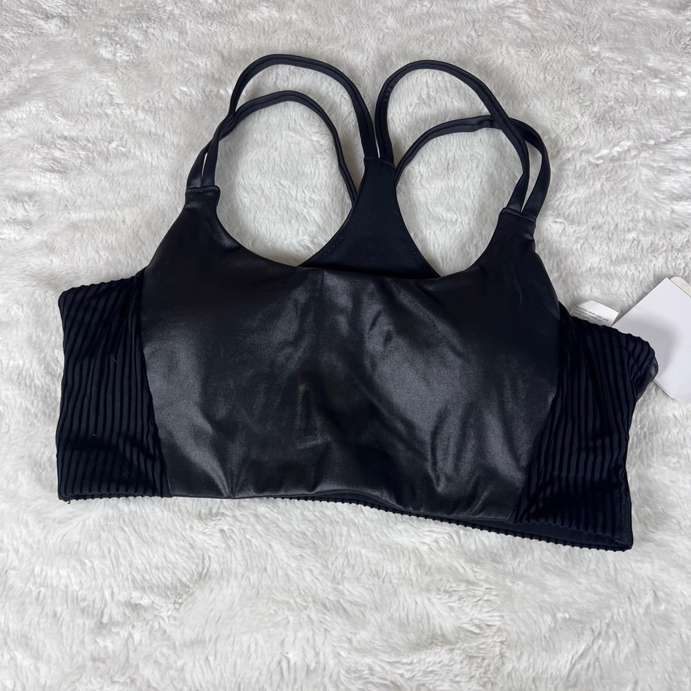 Fabletics Women's Principal Motion365+ Low Impact Bra Black Shine Size SMALL NWT